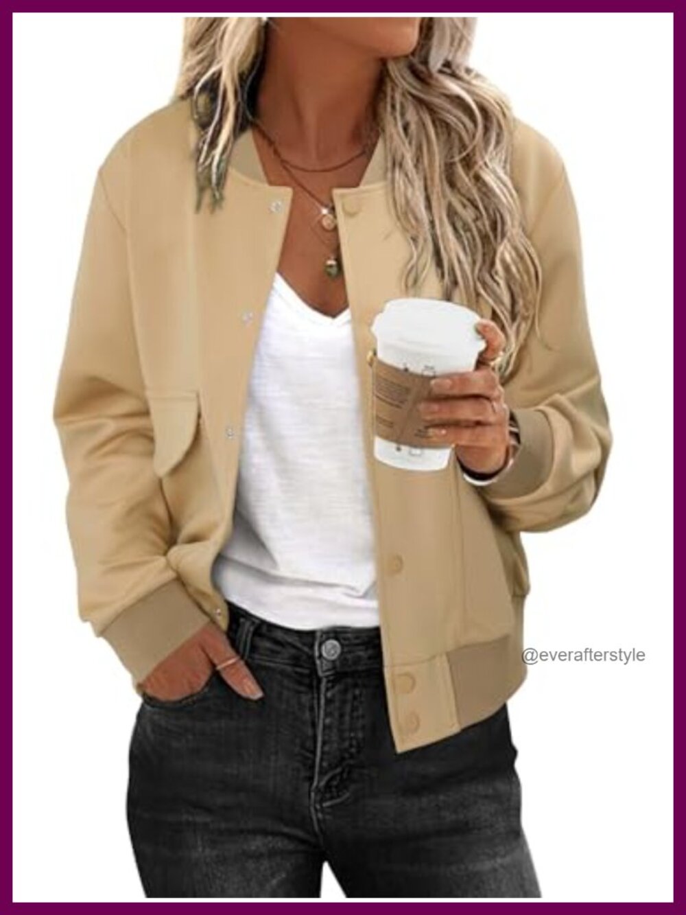 Women's Zip Up Button Down Cropped Bomber Jacket Loose Fit Long Sleeve